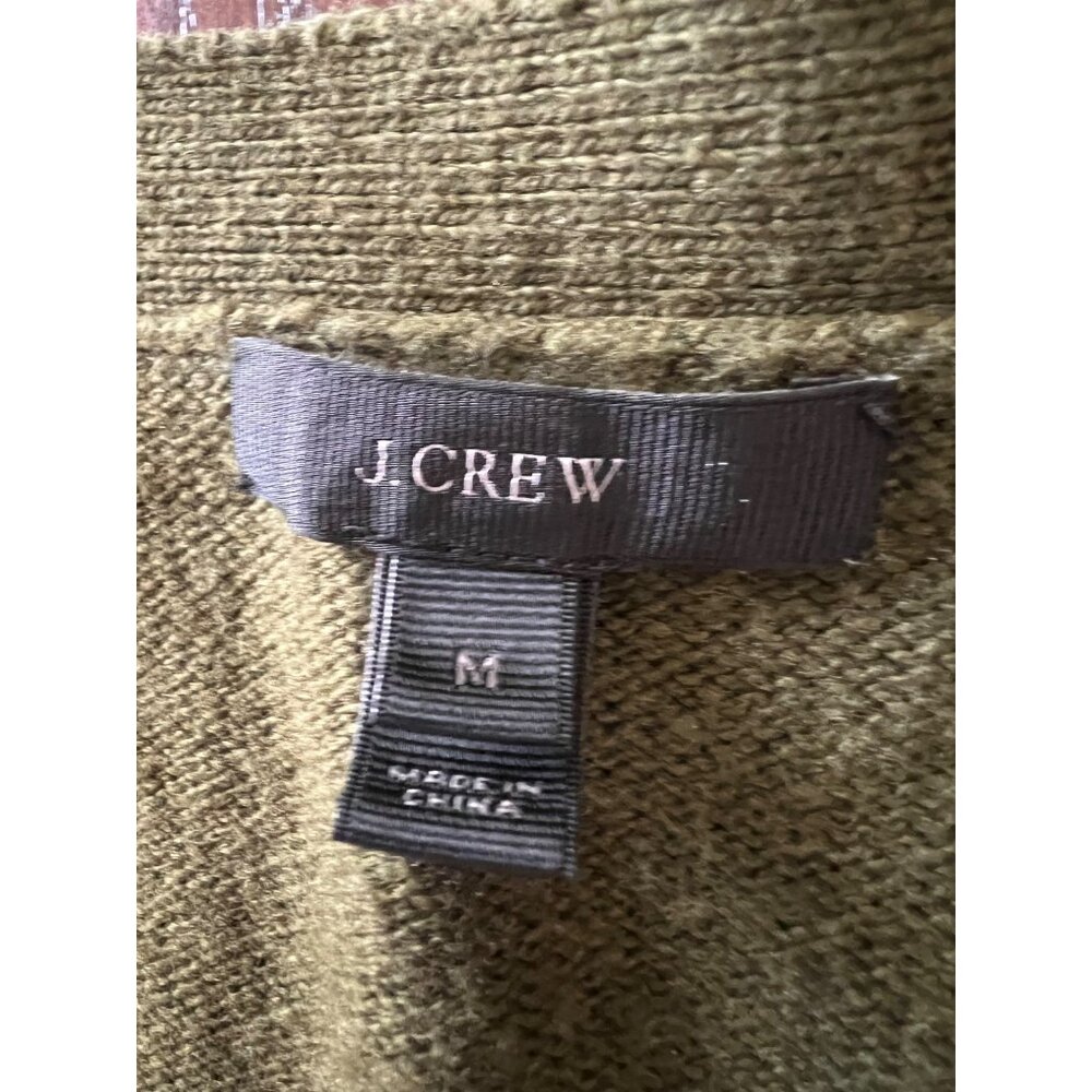 J.Crew Cardigan Green Wool Blend Button Down Oversized Pockets Women's Medium - Picture 3 of 10